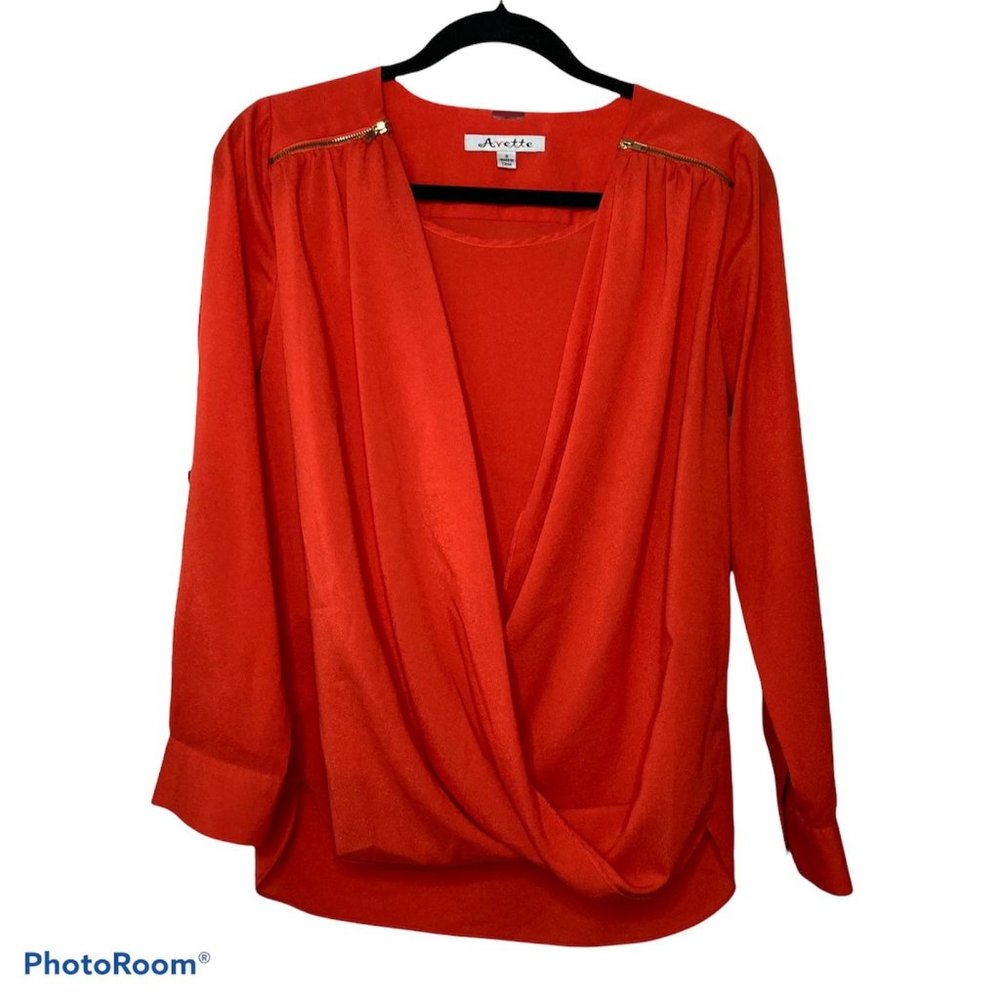 Avette Orange Long Sleeve Blouse S